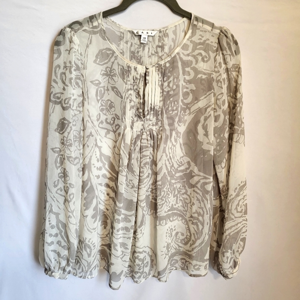 CABI semi sheer chiffon top xsmall